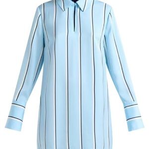 Blue Striped Long Sleeve Shirt Dress